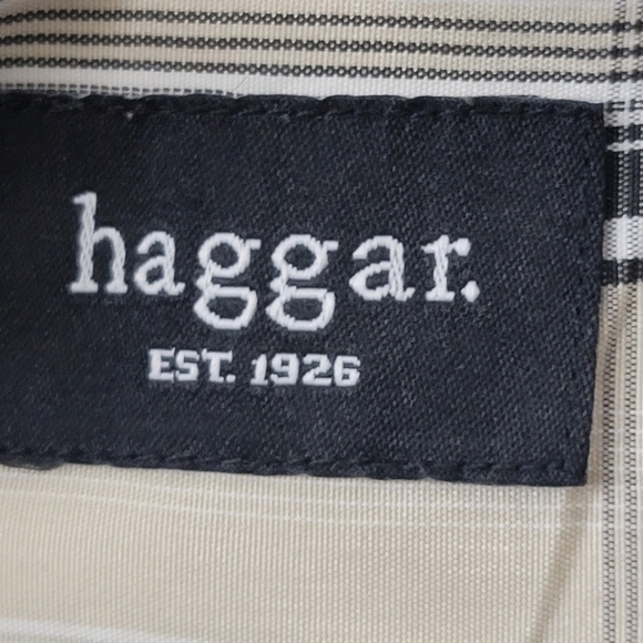 Haggar men casual button down short sleeve plaid shirt size large - Picture 5 of 8